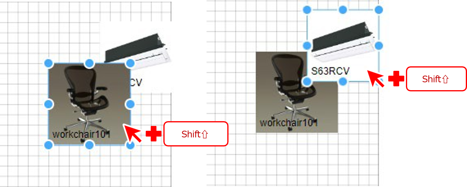 Shiftキーで重ね順を変更
